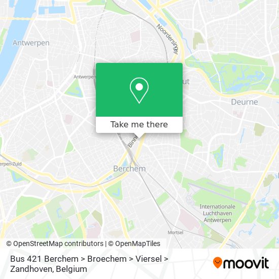 Bus 421 Berchem > Broechem > Viersel > Zandhoven plan