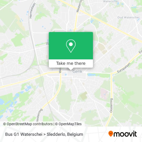 Bus G1 Waterschei > Sledderlo map