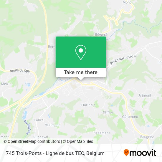 745 Trois-Ponts - Ligne de bus TEC map