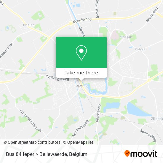 Bus 84 Ieper > Bellewaerde map