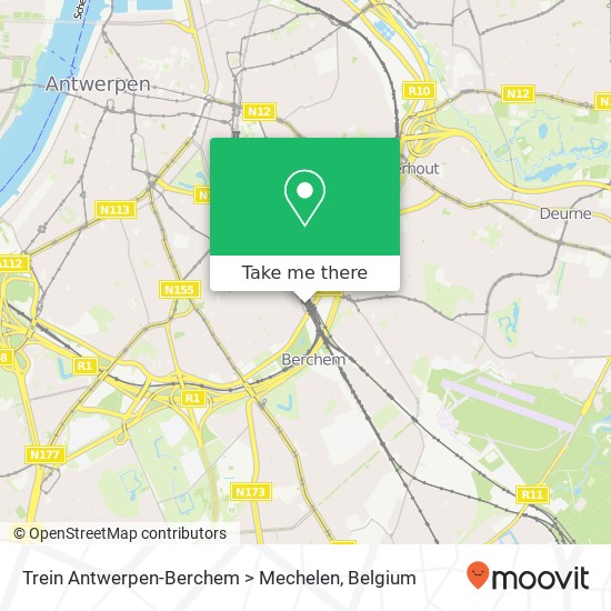 Trein Antwerpen-Berchem > Mechelen map