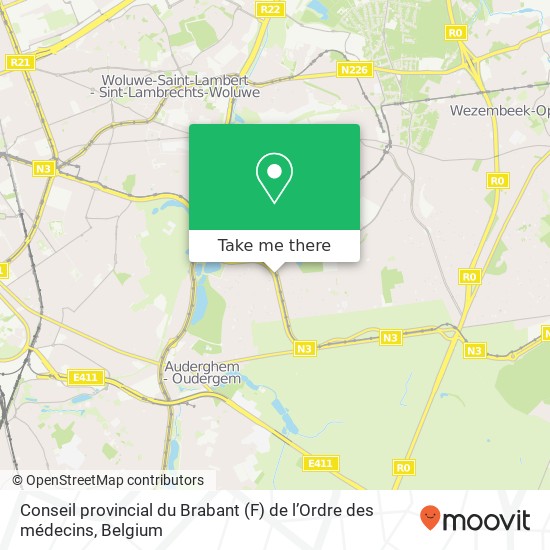 Conseil provincial du Brabant (F) de l’Ordre des médecins map