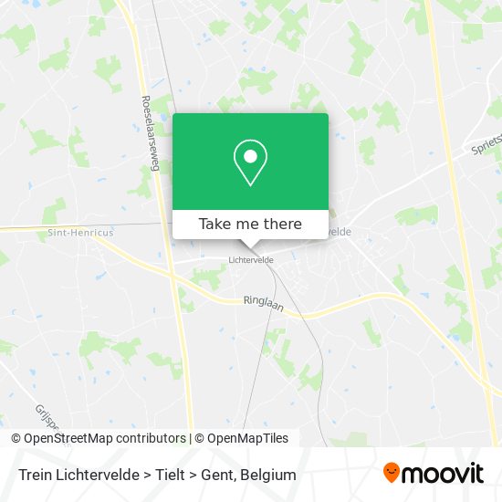 Trein Lichtervelde > Tielt > Gent map