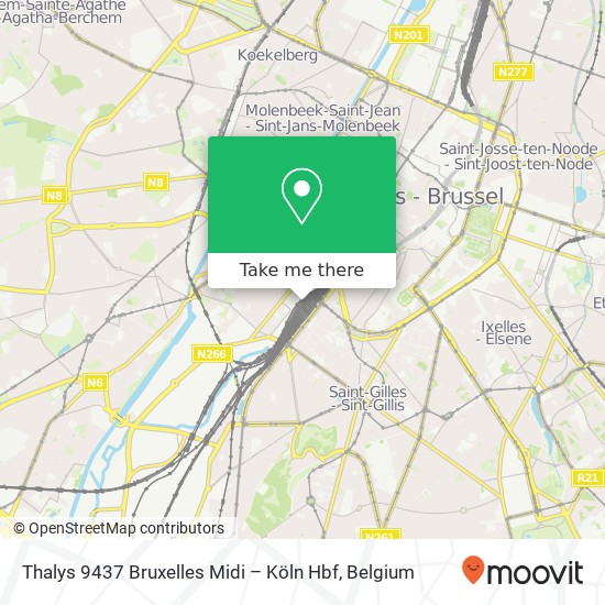 Thalys 9437 Bruxelles Midi – Köln Hbf map