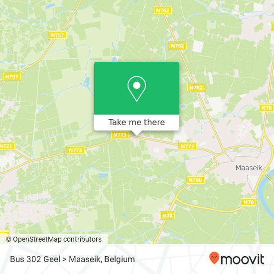 Bus 302 Geel > Maaseik map