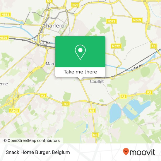 Snack Home Burger, Route de Philippeville 65 6010 Charleroi map
