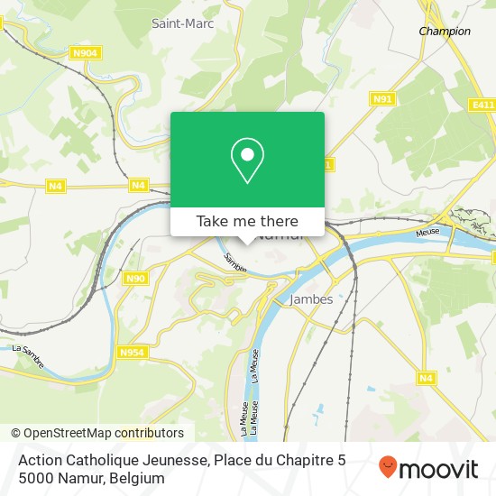 Action Catholique Jeunesse, Place du Chapitre 5 5000 Namur plan