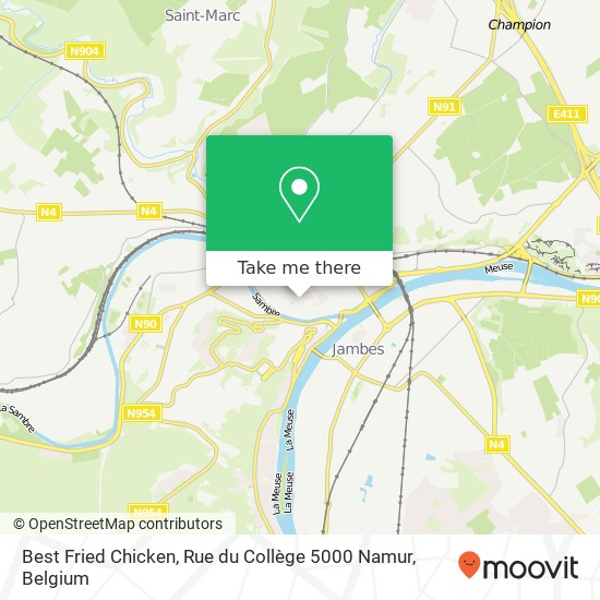 Best Fried Chicken, Rue du Collège 5000 Namur map