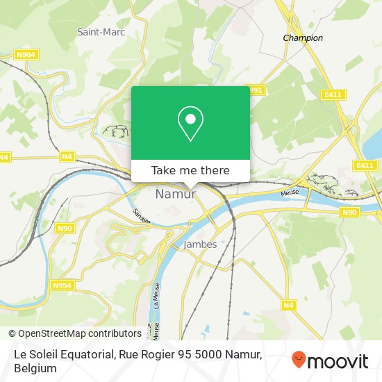 Le Soleil Equatorial, Rue Rogier 95 5000 Namur map