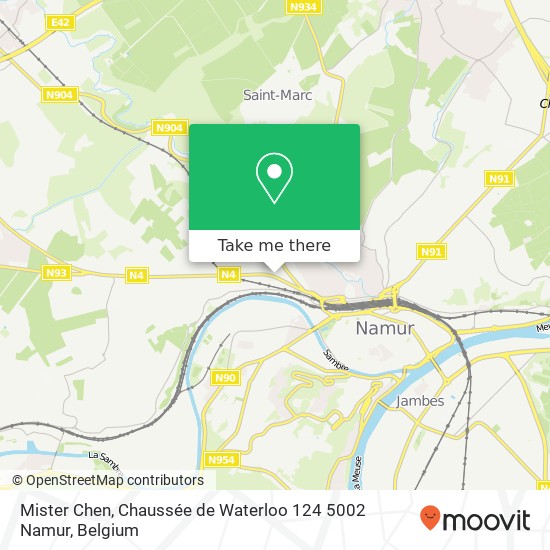 Mister Chen, Chaussée de Waterloo 124 5002 Namur plan