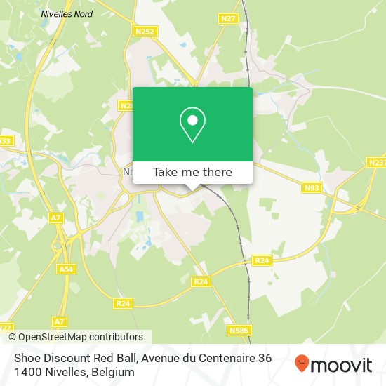 Shoe Discount Red Ball, Avenue du Centenaire 36 1400 Nivelles map