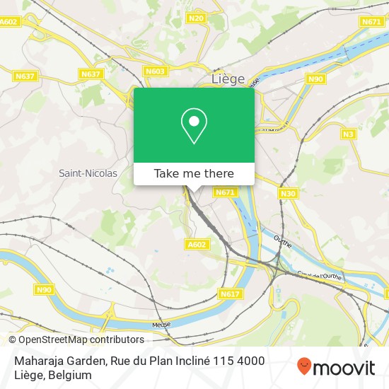 Maharaja Garden, Rue du Plan Incliné 115 4000 Liège plan