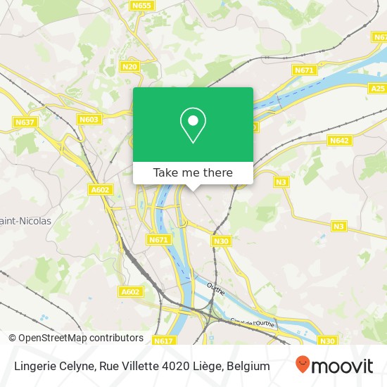 Lingerie Celyne, Rue Villette 4020 Liège map