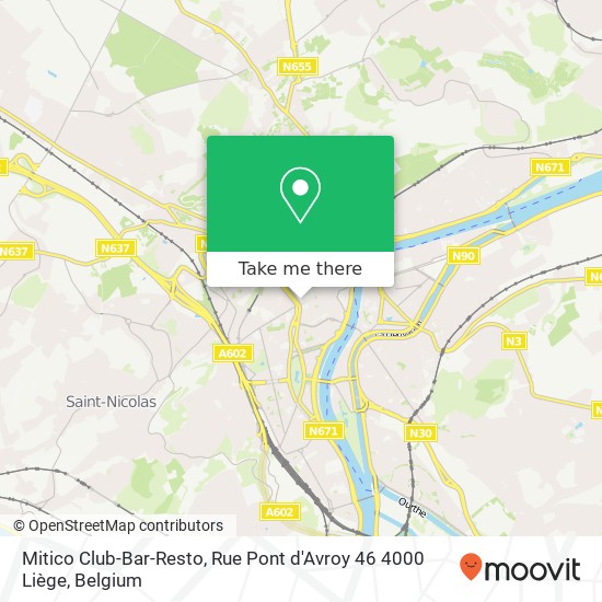 Mitico Club-Bar-Resto, Rue Pont d'Avroy 46 4000 Liège map