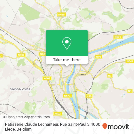 Patisserie Claude Lechanteur, Rue Saint-Paul 3 4000 Liège plan