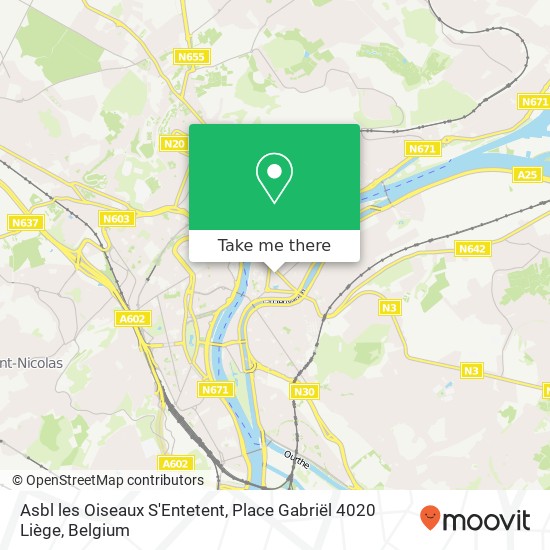 Asbl les Oiseaux S'Entetent, Place Gabriël 4020 Liège map
