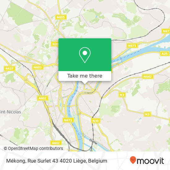 Mékong, Rue Surlet 43 4020 Liège plan