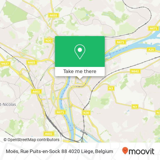 Moës, Rue Puits-en-Sock 88 4020 Liège map