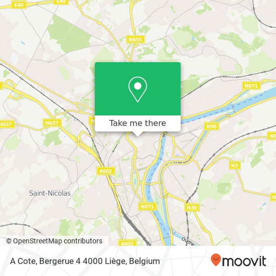 A Cote, Bergerue 4 4000 Liège plan