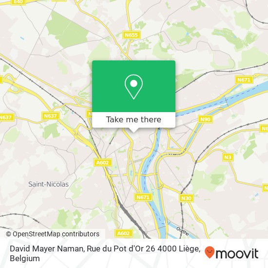 David Mayer Naman, Rue du Pot d'Or 26 4000 Liège plan