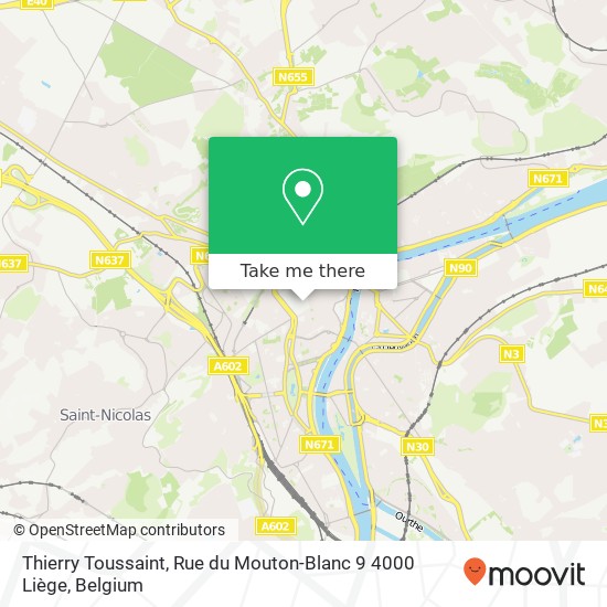 Thierry Toussaint, Rue du Mouton-Blanc 9 4000 Liège plan