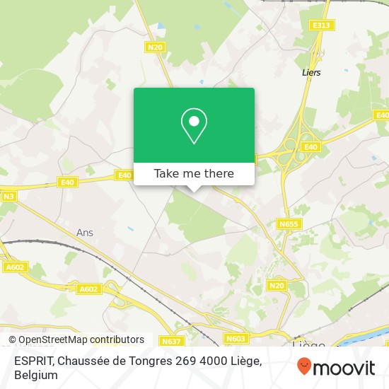 ESPRIT, Chaussée de Tongres 269 4000 Liège plan