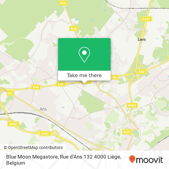 Blue Moon Megastore, Rue d'Ans 132 4000 Liège map