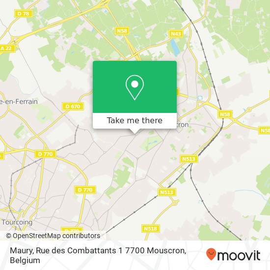 Maury, Rue des Combattants 1 7700 Mouscron map