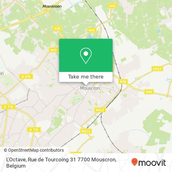 L'Octave, Rue de Tourcoing 31 7700 Mouscron map