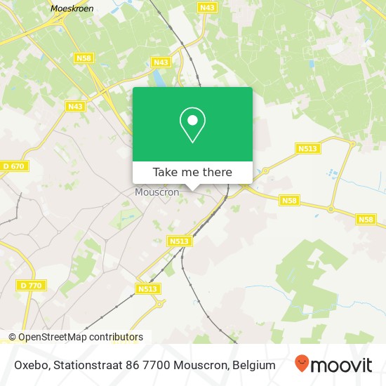 Oxebo, Stationstraat 86 7700 Mouscron map