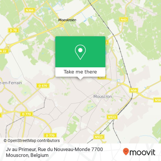 Jv au Primeur, Rue du Nouveau-Monde 7700 Mouscron map