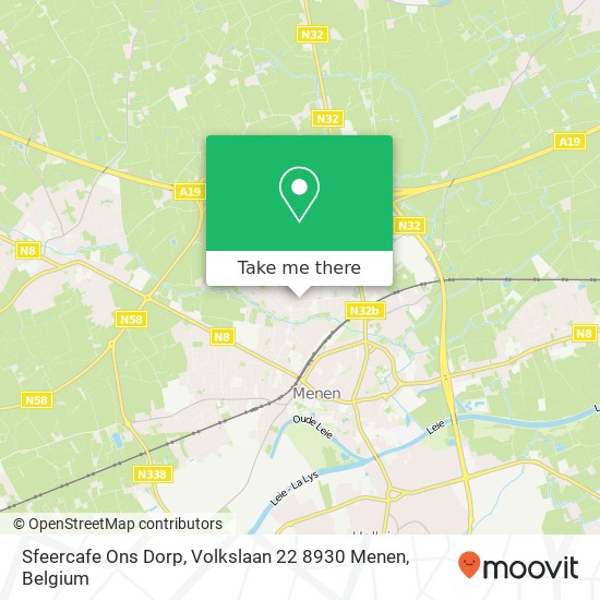 Sfeercafe Ons Dorp, Volkslaan 22 8930 Menen map