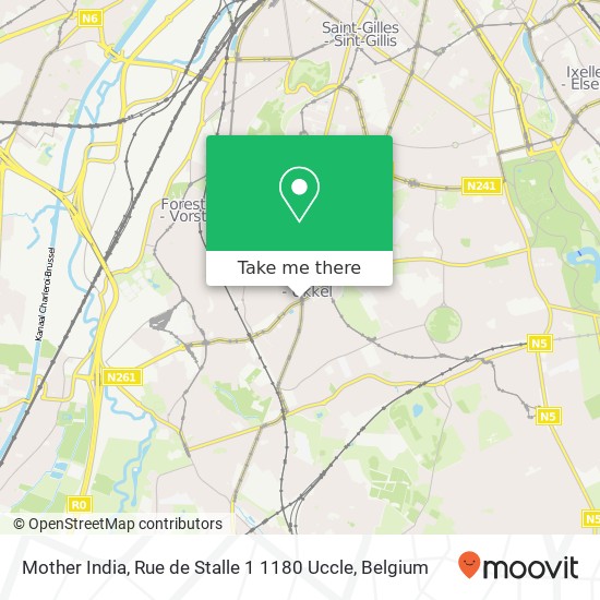 Mother India, Rue de Stalle 1 1180 Uccle plan