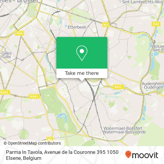 Parma In Tavola, Avenue de la Couronne 395 1050 Elsene plan