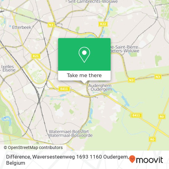 Différence, Waversesteenweg 1693 1160 Oudergem map