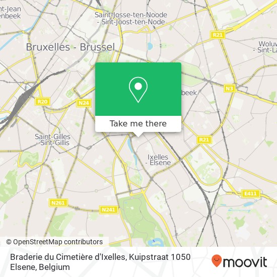 Braderie du Cimetière d'Ixelles, Kuipstraat 1050 Elsene plan