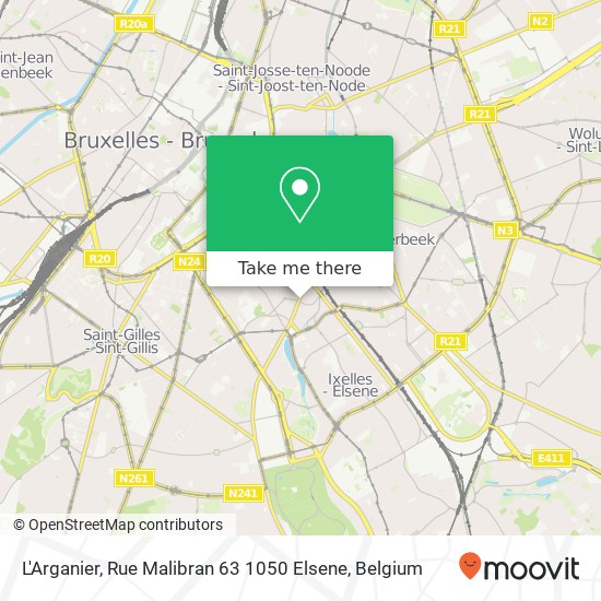 L'Arganier, Rue Malibran 63 1050 Elsene plan
