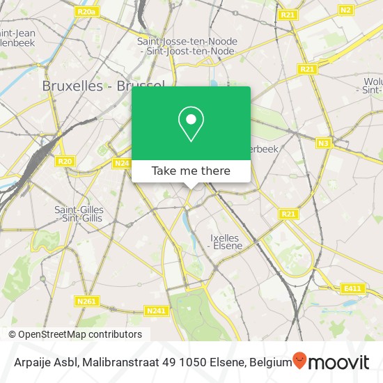 Arpaije Asbl, Malibranstraat 49 1050 Elsene map