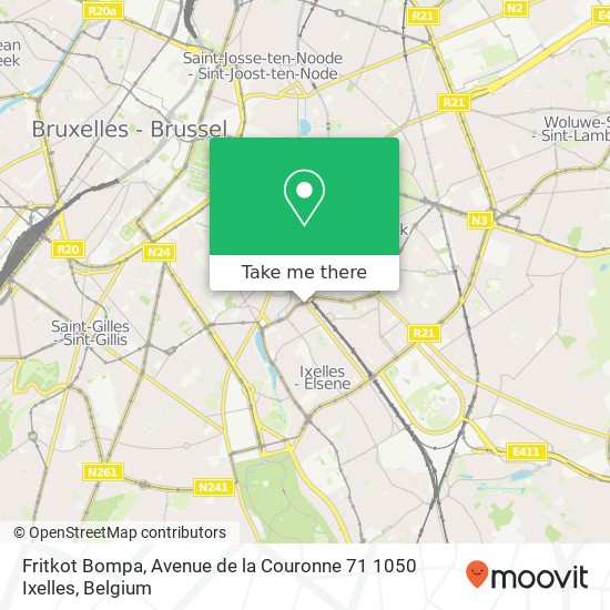 Fritkot Bompa, Avenue de la Couronne 71 1050 Ixelles plan