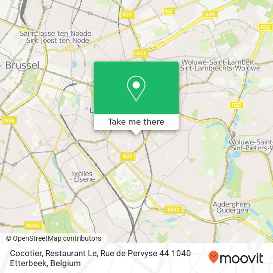 Cocotier, Restaurant Le, Rue de Pervyse 44 1040 Etterbeek plan