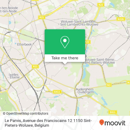 Le Parvis, Avenue des Franciscains 12 1150 Sint-Pieters-Woluwe plan