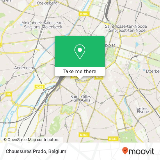 Chaussures Prado, Hoogstraat 350 1000 Brussel plan