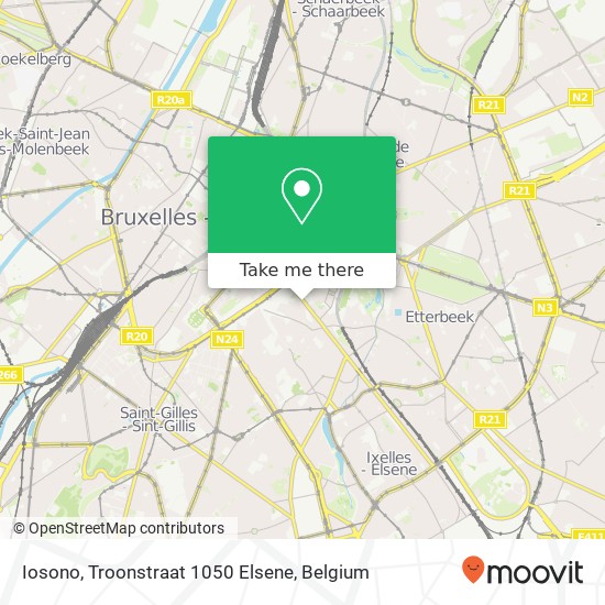 Iosono, Troonstraat 1050 Elsene map