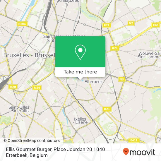 Ellis Gourmet Burger, Place Jourdan 20 1040 Etterbeek map
