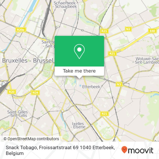 Snack Tobago, Froissartstraat 69 1040 Etterbeek map