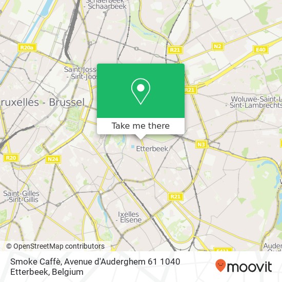 Smoke Caffè, Avenue d'Auderghem 61 1040 Etterbeek plan