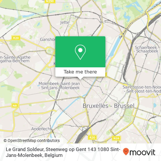 Le Grand Soldeur, Steenweg op Gent 143 1080 Sint-Jans-Molenbeek map