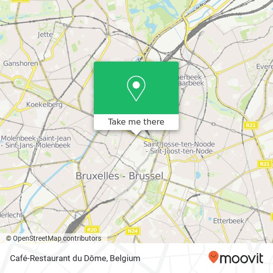 Café-Restaurant du Dôme, Boulevard du Jardin Botanique 13 1000 Bruxelles plan