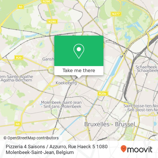 Pizzeria 4 Saisons / Azzurro, Rue Haeck 5 1080 Molenbeek-Saint-Jean plan