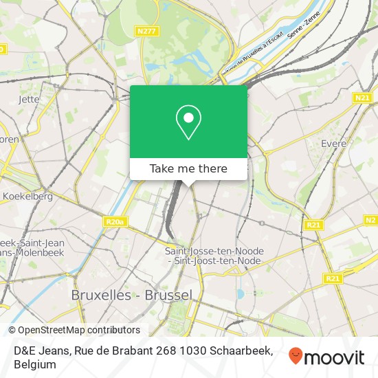 D&E Jeans, Rue de Brabant 268 1030 Schaarbeek map